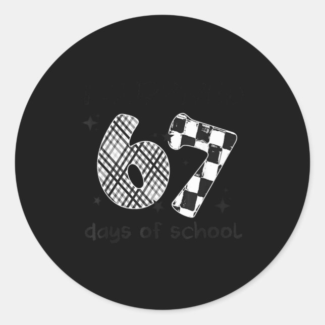 Sticker Rond I Survived 67 Days Of School Six Seven Meme Teache (Devant)