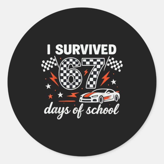 Sticker Rond I Survived 67 Days Of School Students Teachers 100 (Devant)