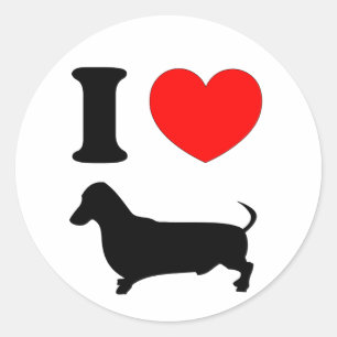 Sticker Rond I teckel de coeur