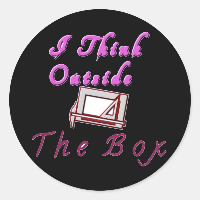 Sticker Rond I Think Out of the Box : Design créatif (Devant)