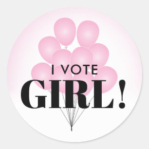 Sticker Rond I Vote Girl Pink Balloons Party