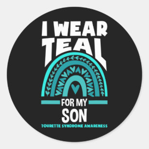 Sticker Rond I Wear Teal For My Son Tourette Syndrome Awareness