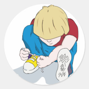 Sticker Rond Ian Tying Chaussures