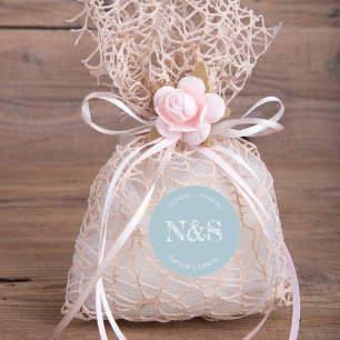 Sticker Rond Ice Blue Minimaliste & Élégant Gras Initiales Mari