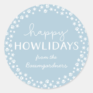 Sticker Rond Ice BlueJoyeux Howlidays Pet Lover Holiday