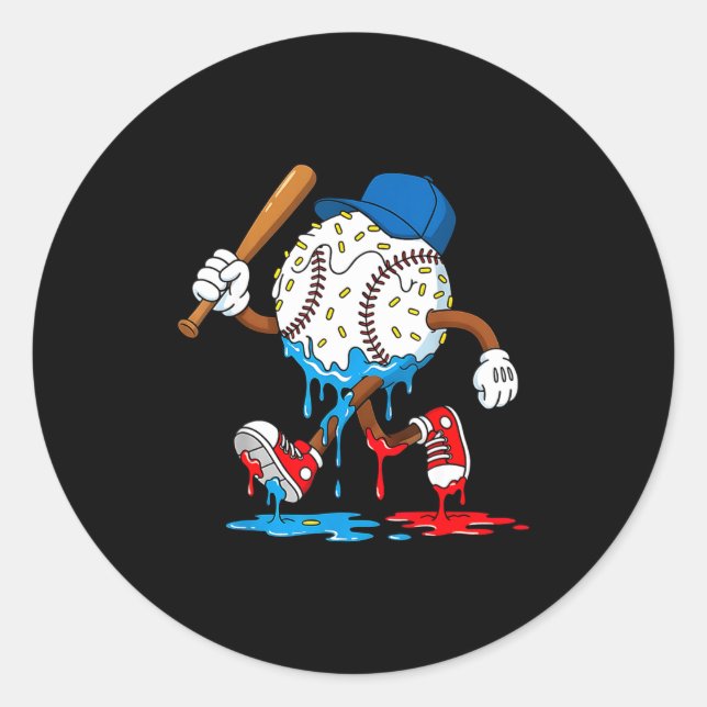 Sticker Rond Ice Cream Drip Baseball Sts Baseball Lifestyle Boy (Devant)