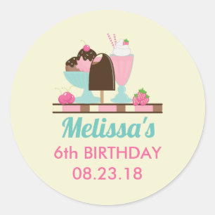 Sticker Rond Ice Cream Sundae and Other DeliciousTreats