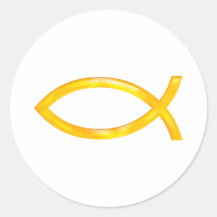 Sticker Rond Ichthus - Symbole chrétien du poisson