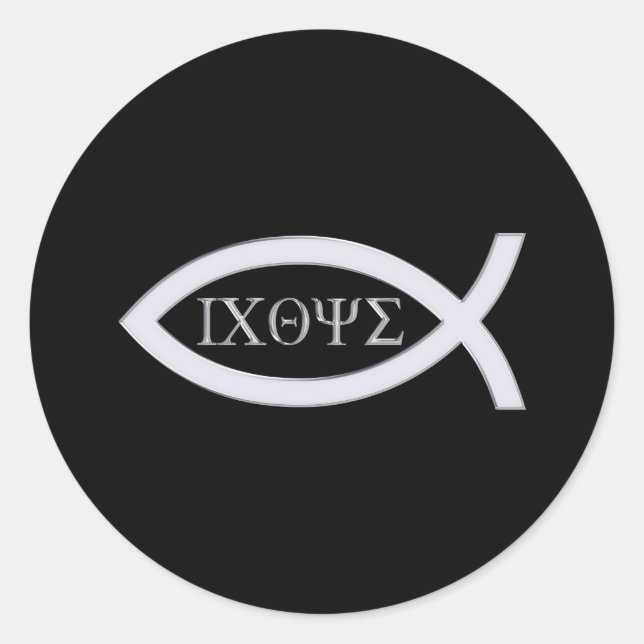 Sticker Rond Ichthys | Symbole du poisson chrétien (Devant)