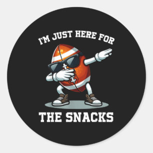Sticker Rond Ici pour les snacks football américain drôle femme