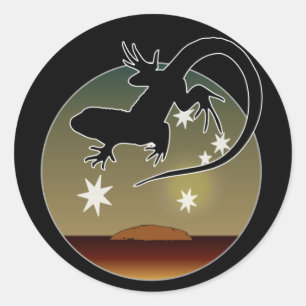 Sticker Rond Icône australienne de lézard
