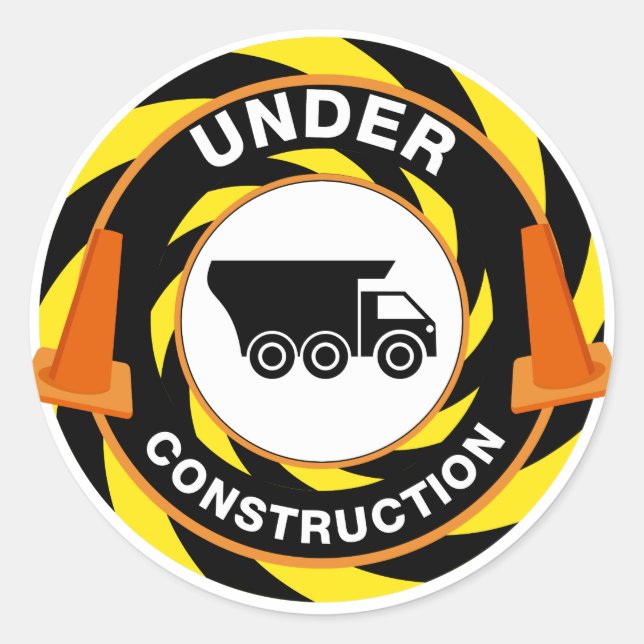 Sticker Rond Icône Cone Camion en construction (Devant)