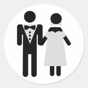 Sticker Rond icône couple nuptial