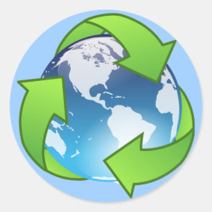 Sticker Rond Icône Crystal Earth globe recycle