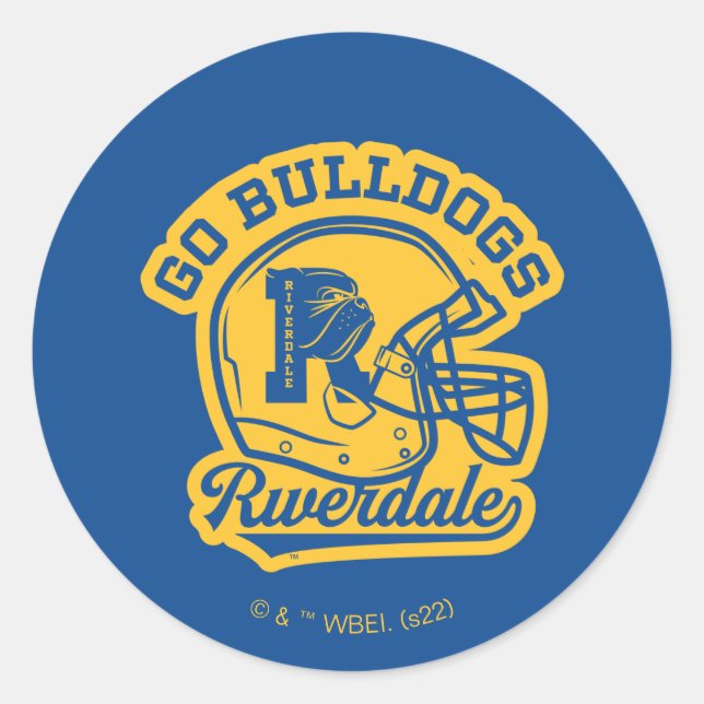 Sticker Rond Icône de casque de football Go Bulldogs (Devant)