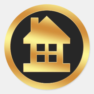 Sticker Rond Icône de Chambre d'or