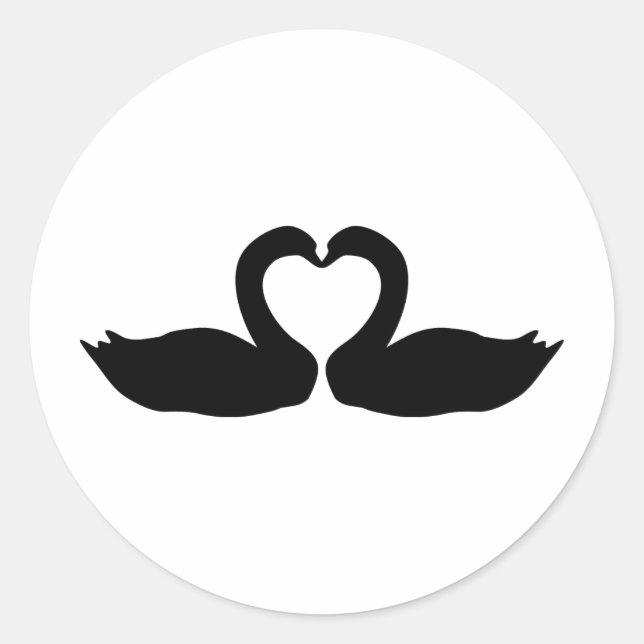 Sticker Rond icône de deux cygnes noirs (Devant)