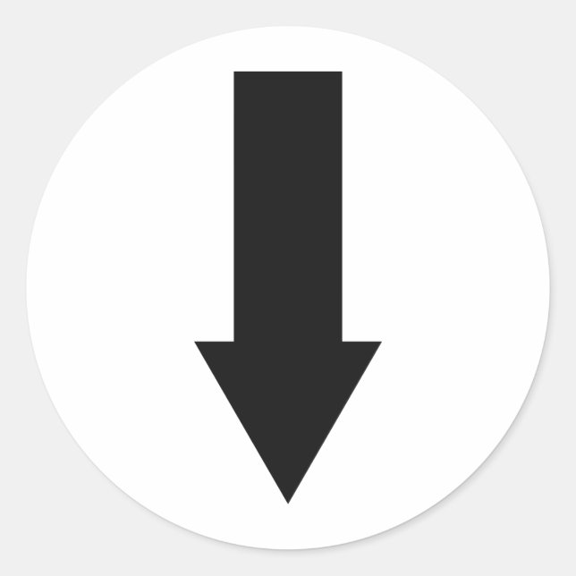 Sticker Rond icône de flèche noire vers le bas (Devant)