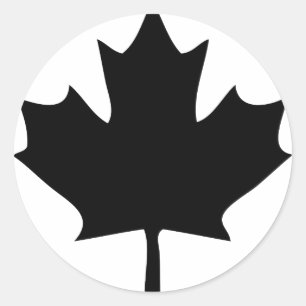 Sticker Rond icône de la feuille d'érable du canada noir