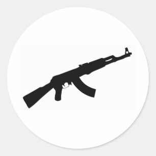 Sticker Rond icône de pistolet noir ak 47