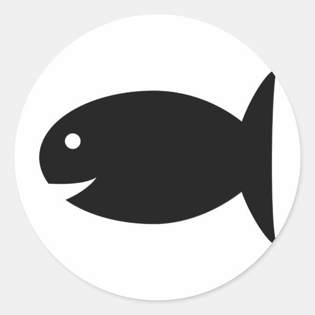 Sticker Rond icône de poisson noir (Devant)