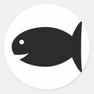 Sticker Rond icône de poisson noir