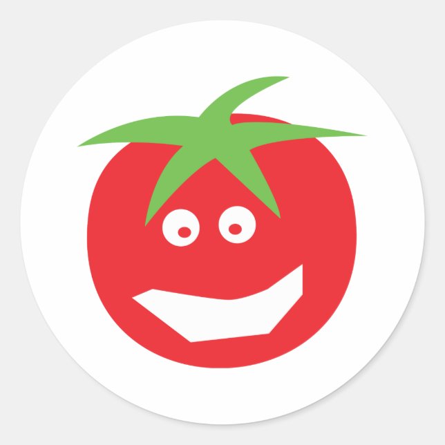 Sticker Rond icône de tomate rouge drôle (Devant)