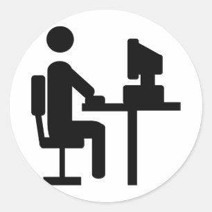Sticker Rond icône de travailleur de bureau