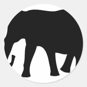 Sticker Rond icône d'éléphant noir