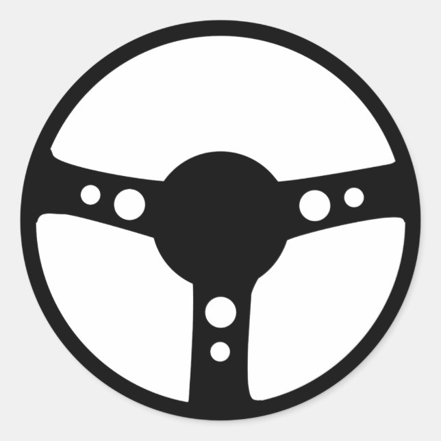 Sticker Rond icône du volant de direction de course noire (Devant)