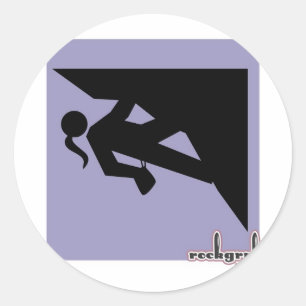 Sticker Rond Icône fille Escalade - sur Violet