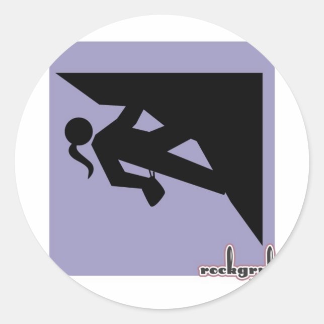 Sticker Rond Icône fille Escalade - sur Violet (Devant)