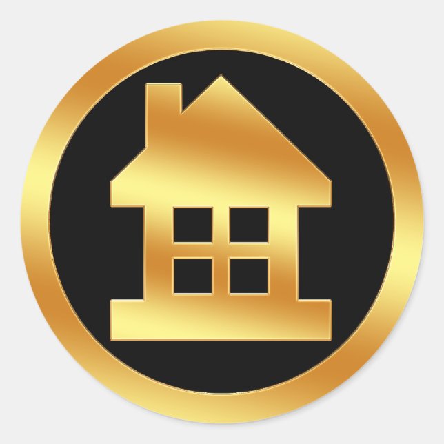 Sticker Rond Icône Gold House (Devant)