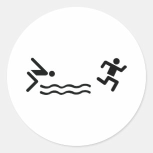 Sticker Rond icône noire aquathlon