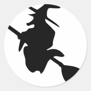 Sticker Rond icône noire de la sorcière halloween