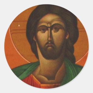STICKER ROND ICÔNE ORTHODOXE GRECQUE JÉSUS CHRIST