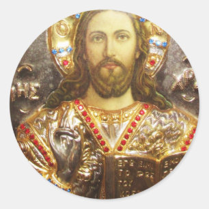 Sticker Rond Icône peinte de Jésus-Christ