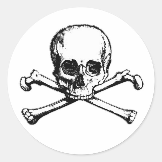Sticker Rond Icône pirate du crâne et des os croisés (Devant)