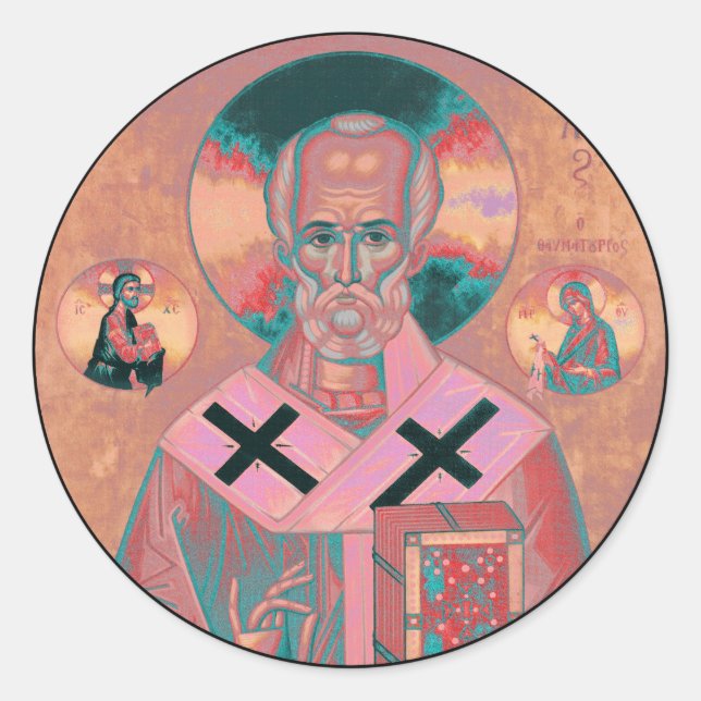 Sticker Rond Icône Saint Nicolas (Devant)
