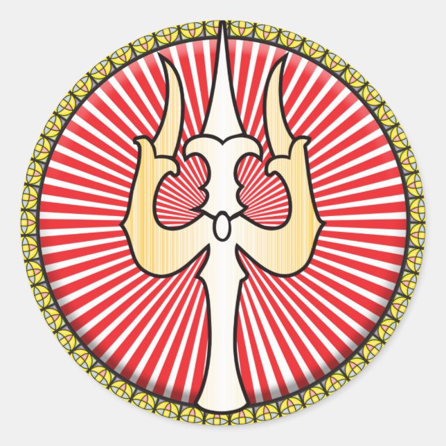 Sticker Rond Icône Shiva Trident (Devant)