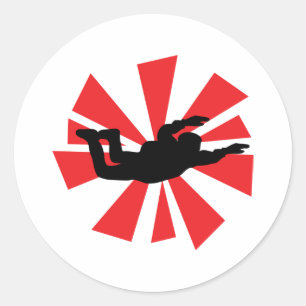 Sticker Rond icône skydiver