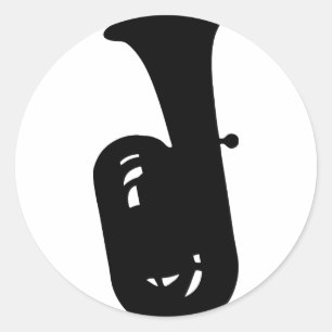 Sticker Rond icône tuba noir