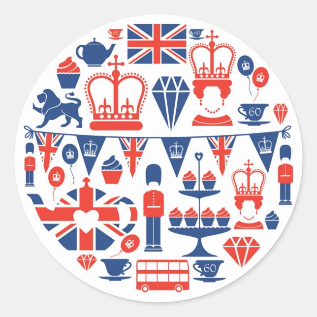 Sticker Rond Icônes du Jubilé britannique (Devant)