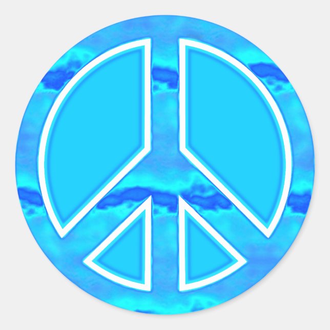 Sticker Rond Icy Blue Peace (Devant)