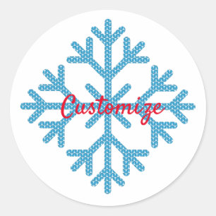 Sticker Rond Icy Blue Snowflake Thunder_Cove    