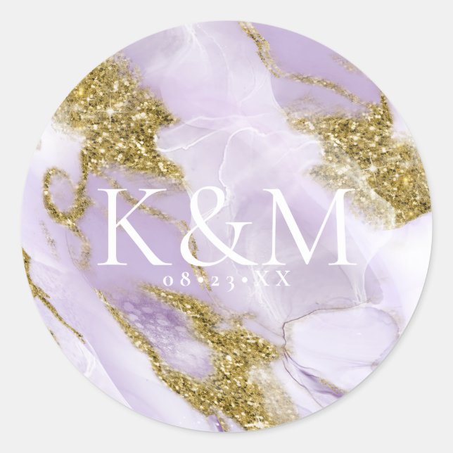 Sticker Rond ID Abstrait Lavande d'encre Lux990 (Devant)