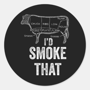 Sticker Rond Id Fumée Que Barbecue Grill Cuisine Extérieure G