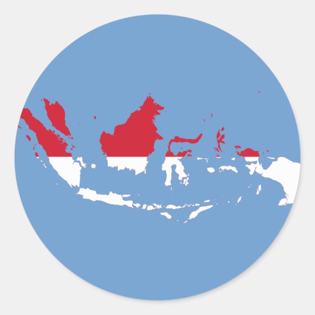 Sticker Rond ID Indonésie, Jakarta, Carte du drapeau (Devant)