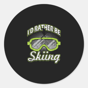 Sticker Rond Id Rar Be Ski Funny Sports D'Hiver Ski Goggles S