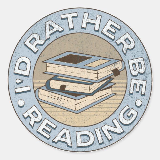 Sticker Rond I'd rather be reading (Devant)